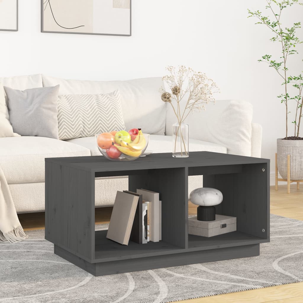vidaXL Stolik kawowy, szary, 80x50x40 cm, lite drewno sosnowe