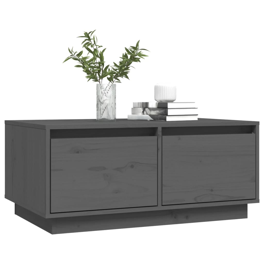 vidaXL Stolik kawowy, szary, 80x50x35 cm, lite drewno sosnowe
