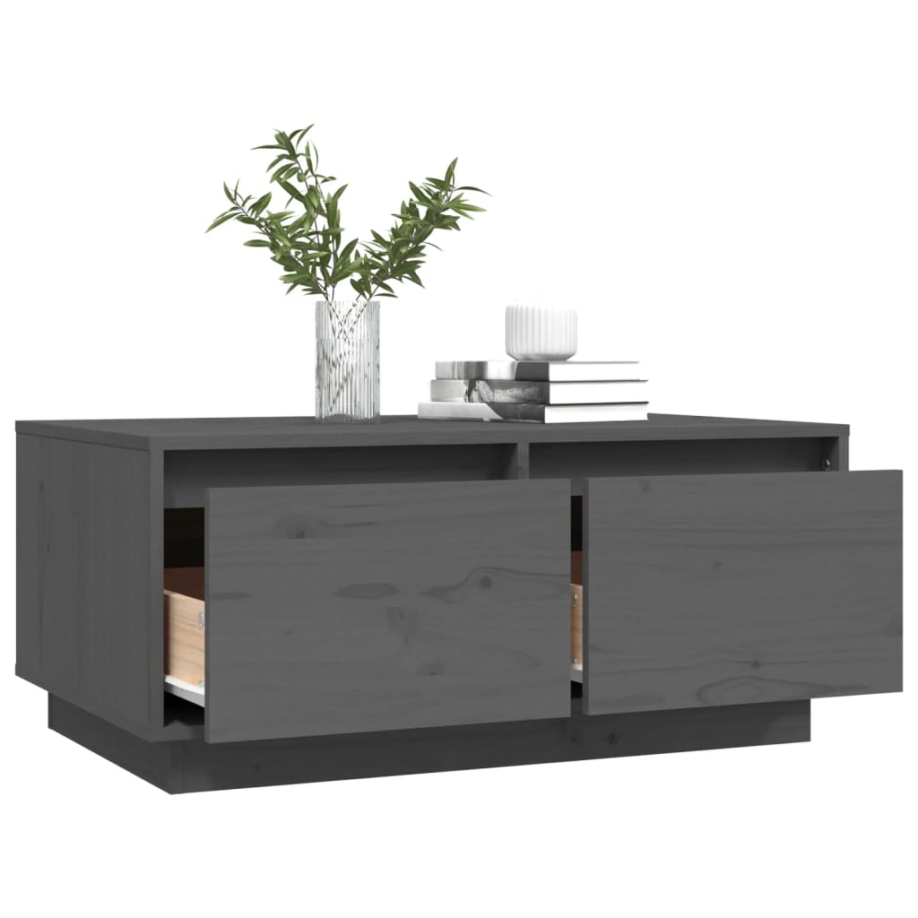 vidaXL Stolik kawowy, szary, 80x50x35 cm, lite drewno sosnowe