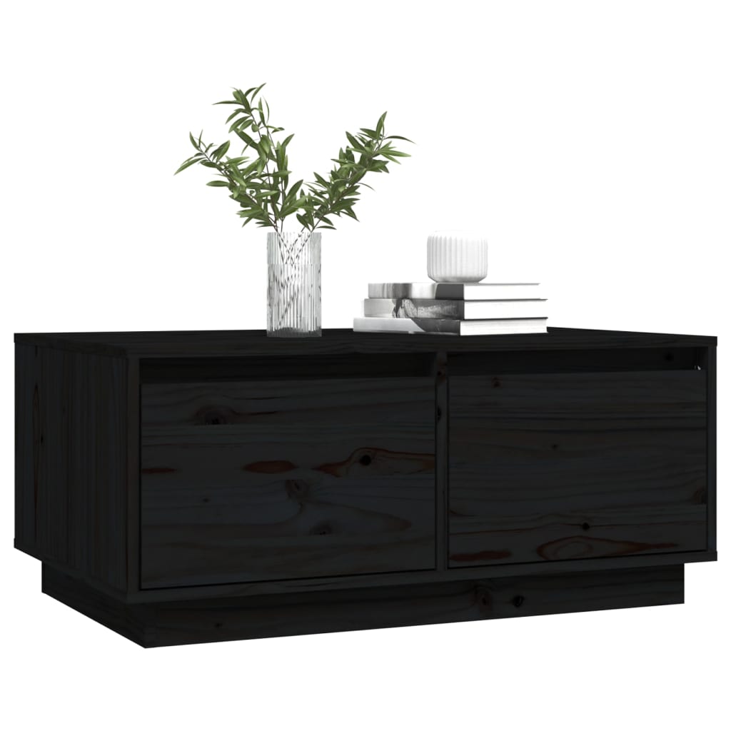 vidaXL Stolik kawowy, czarny, 80x50x35 cm, lite drewno sosnowe