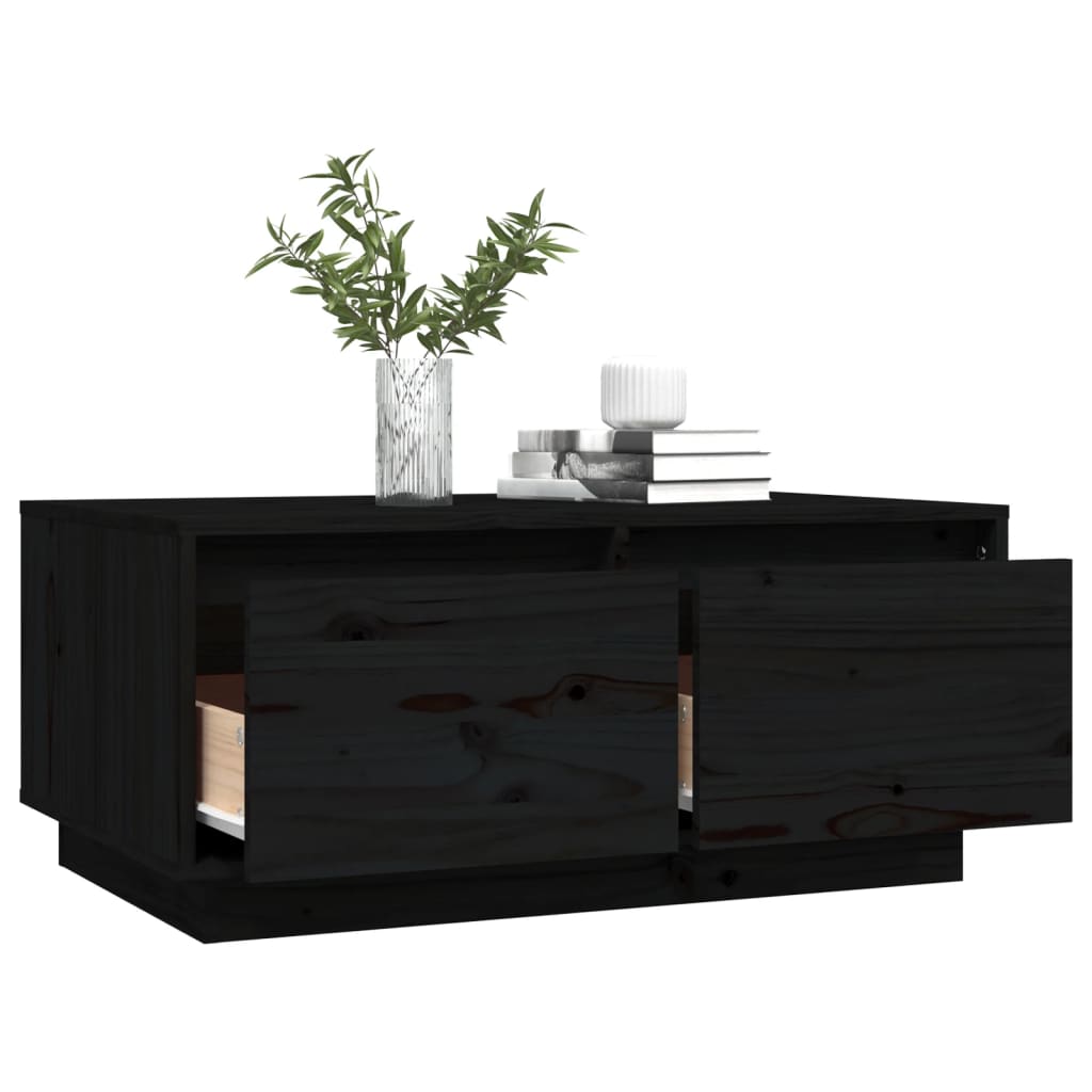 vidaXL Stolik kawowy, czarny, 80x50x35 cm, lite drewno sosnowe