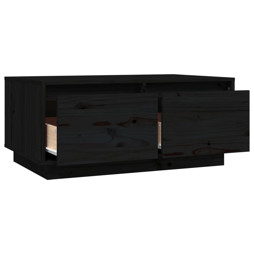 vidaXL Stolik kawowy, czarny, 80x50x35 cm, lite drewno sosnowe