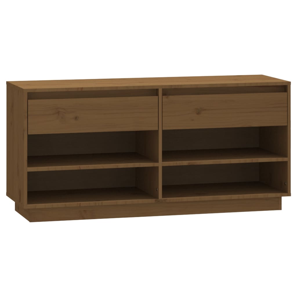 vidaXL Szafka na buty, miodowy brąz, 110x34x52 cm, lite drewno sosnowe