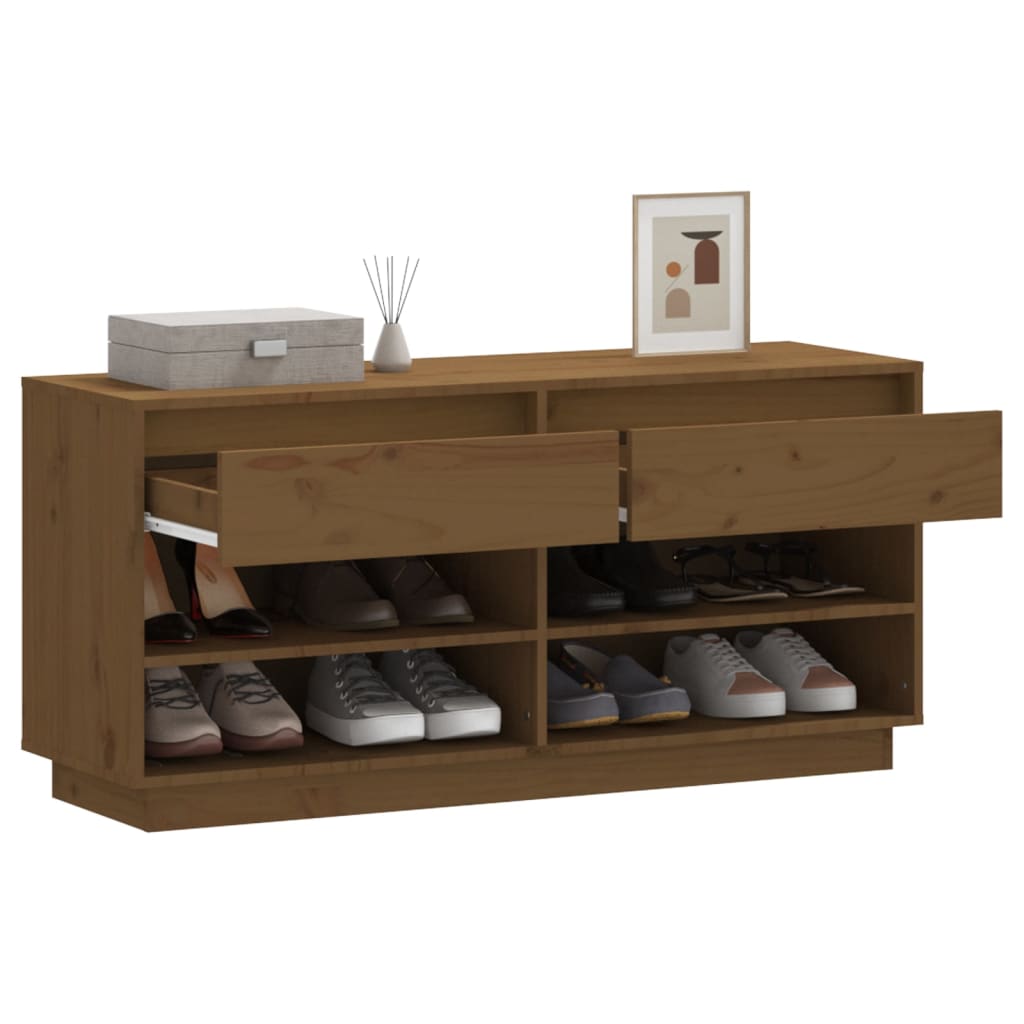 vidaXL Szafka na buty, miodowy brąz, 110x34x52 cm, lite drewno sosnowe
