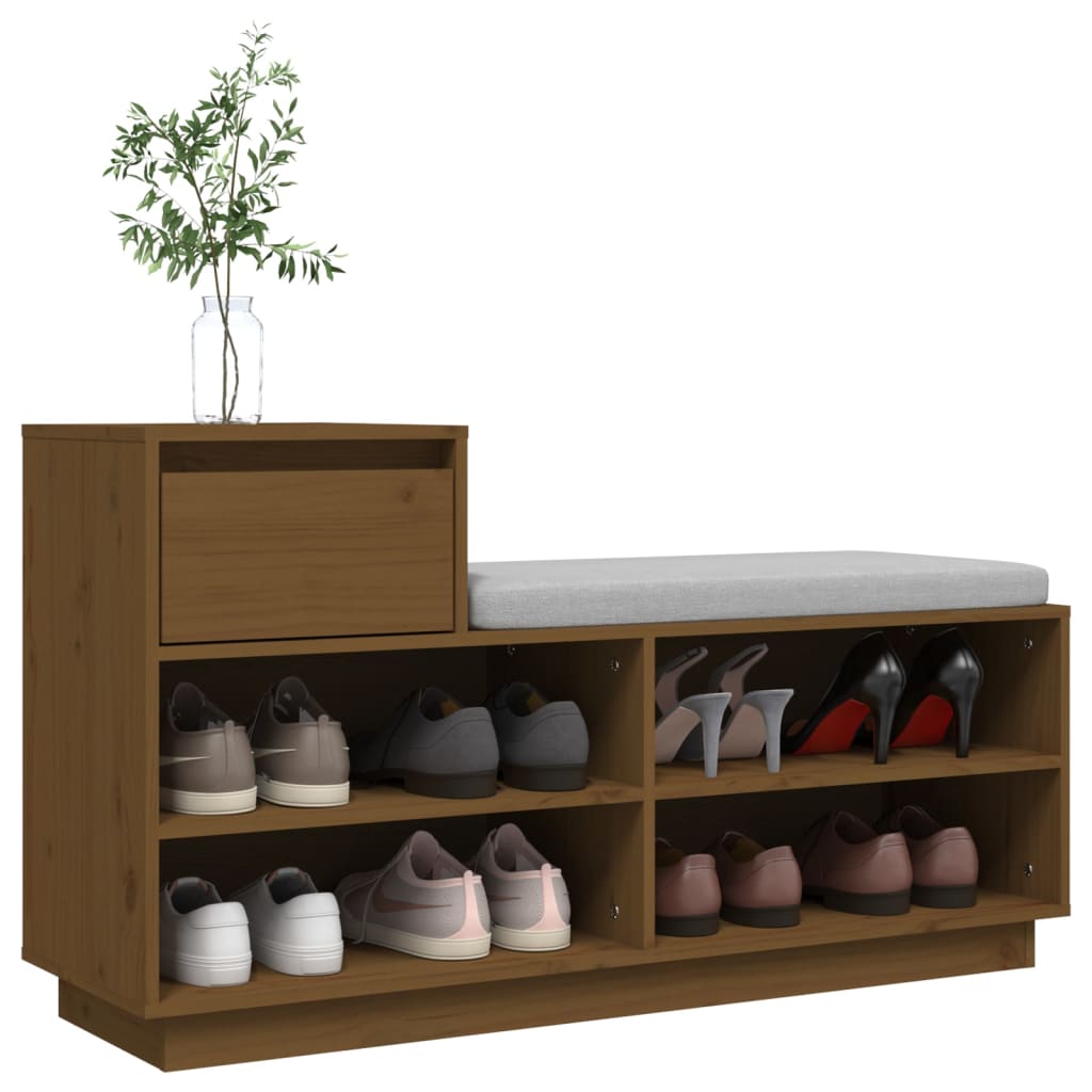 vidaXL Szafka na buty, miodowy brąz, 110x34x61 cm, lite drewno sosnowe