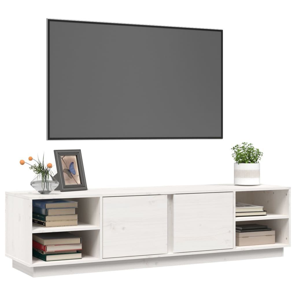 vidaXL Szafka pod telewizor, biała, 156x40x40 cm, lite drewno sosnowe