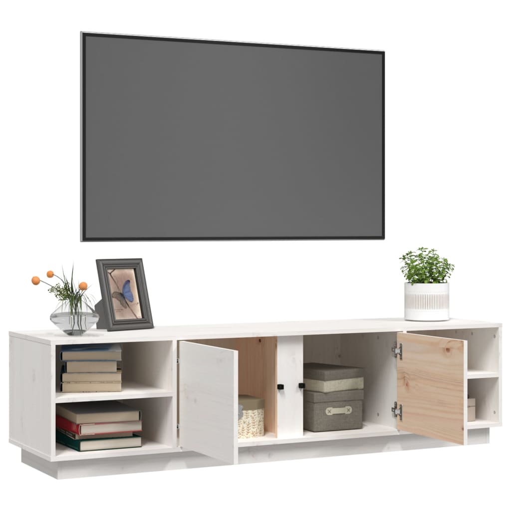 vidaXL Szafka pod telewizor, biała, 156x40x40 cm, lite drewno sosnowe