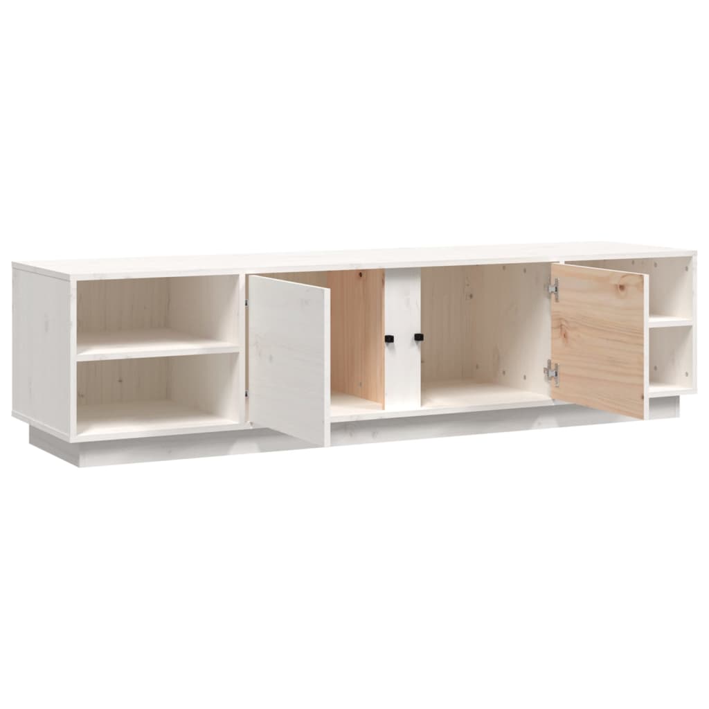 vidaXL Szafka pod telewizor, biała, 156x40x40 cm, lite drewno sosnowe
