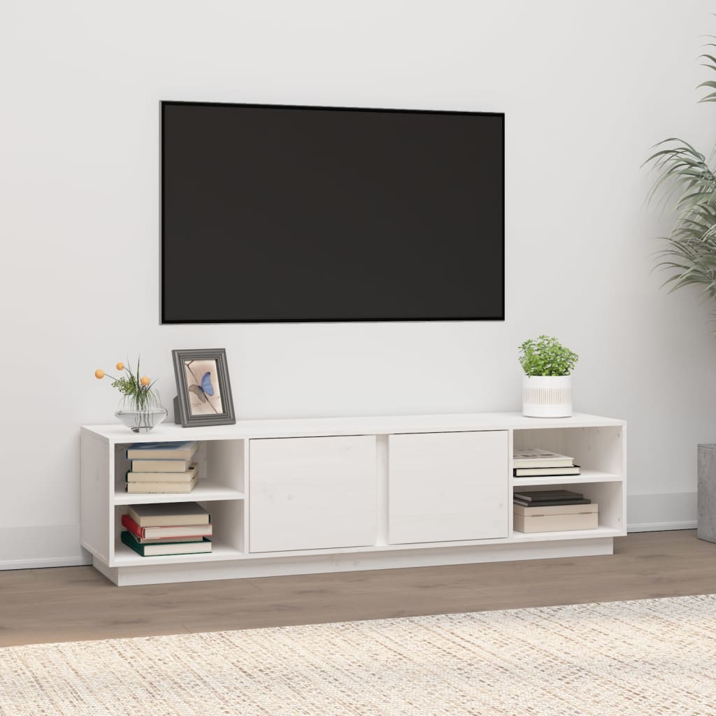 vidaXL Szafka pod telewizor, biała, 156x40x40 cm, lite drewno sosnowe