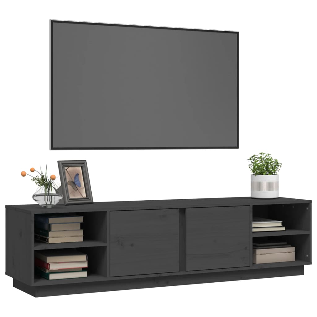 vidaXL Szafka pod telewizor, szara, 156x40x40 cm, lite drewno sosnowe