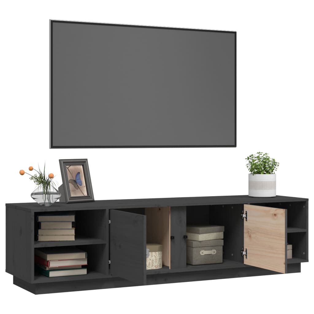 vidaXL Szafka pod telewizor, szara, 156x40x40 cm, lite drewno sosnowe