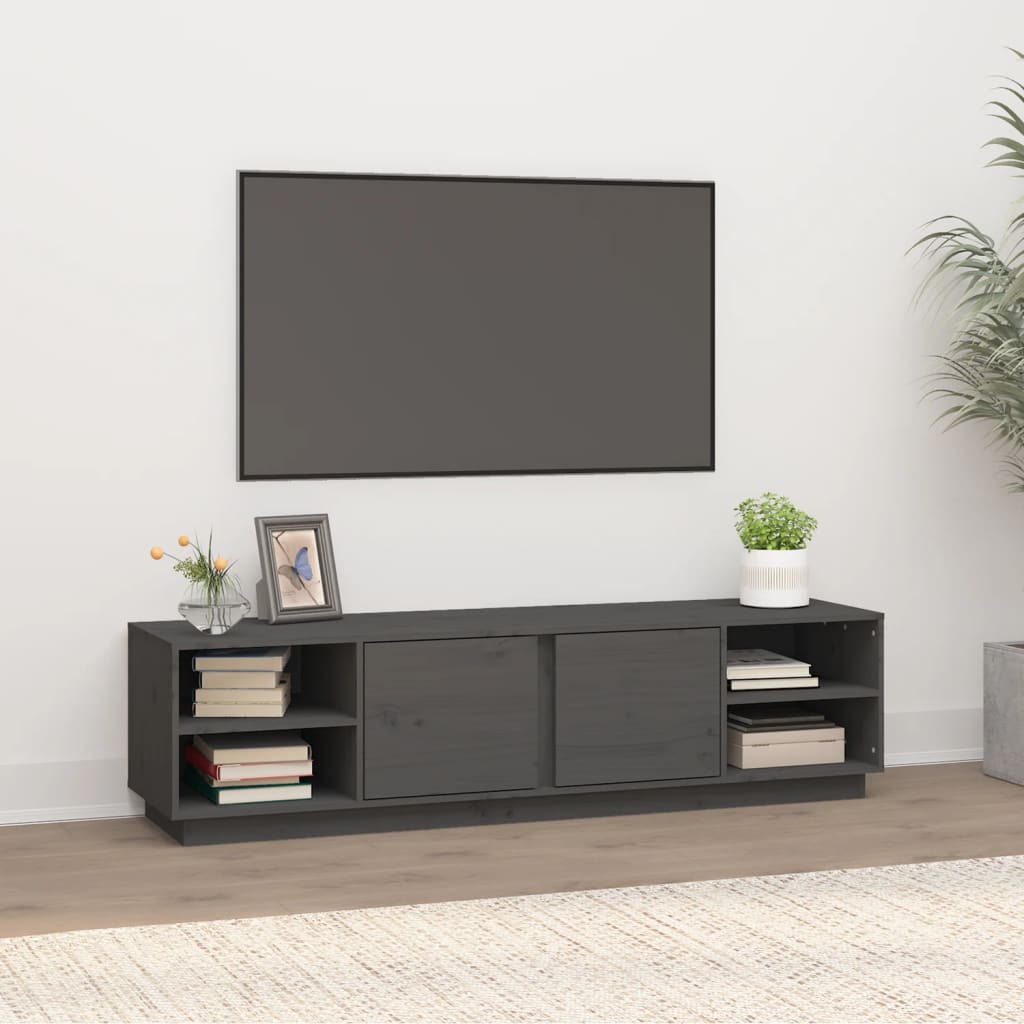 vidaXL Szafka pod telewizor, szara, 156x40x40 cm, lite drewno sosnowe