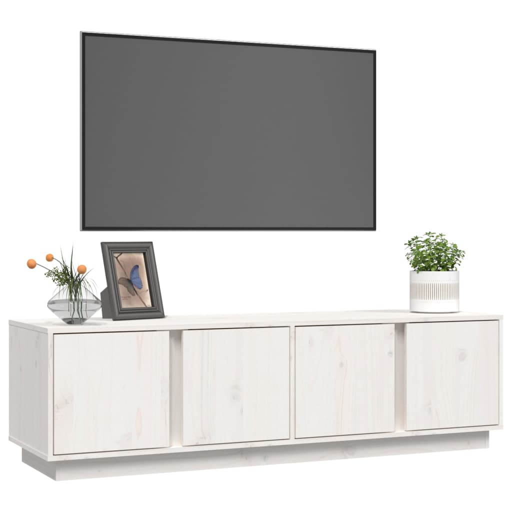 vidaXL Szafka pod telewizor, biała, 140x40x40 cm, lite drewno sosnowe