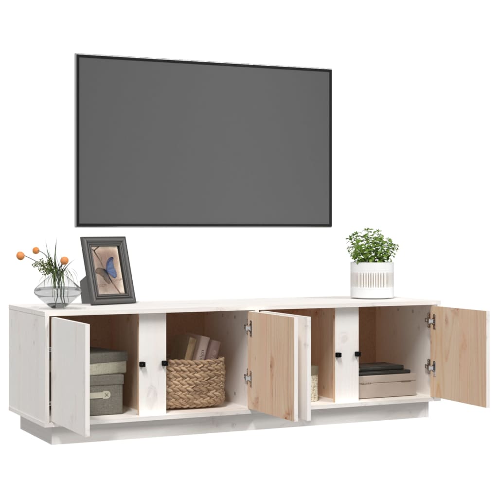 vidaXL Szafka pod telewizor, biała, 140x40x40 cm, lite drewno sosnowe