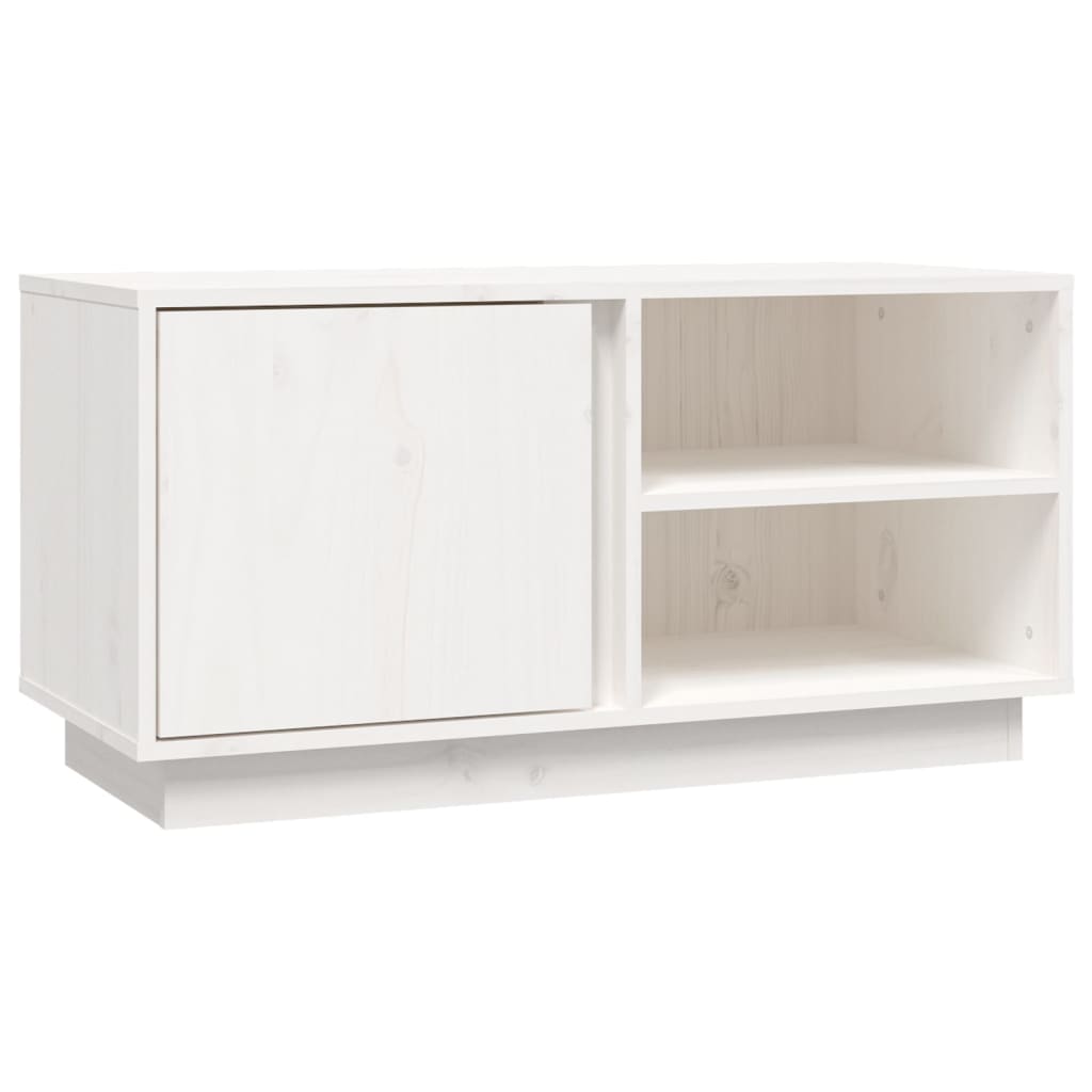 vidaXL Szafka pod telewizor, biała, 80x35x40,5 cm, lite drewno sosnowe
