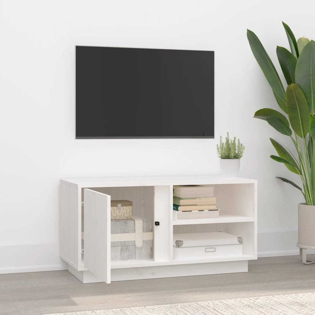 vidaXL Szafka pod telewizor, biała, 80x35x40,5 cm, lite drewno sosnowe