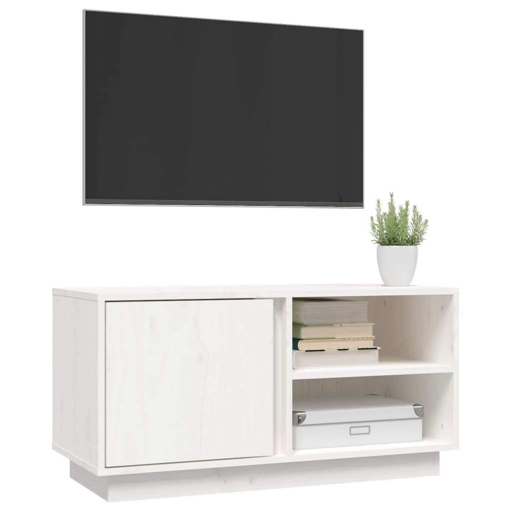 vidaXL Szafka pod telewizor, biała, 80x35x40,5 cm, lite drewno sosnowe