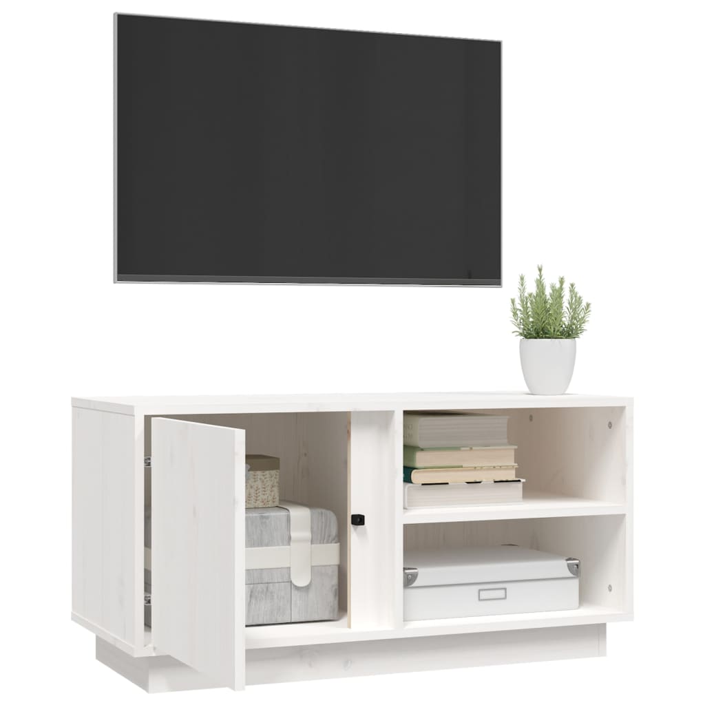 vidaXL Szafka pod telewizor, biała, 80x35x40,5 cm, lite drewno sosnowe