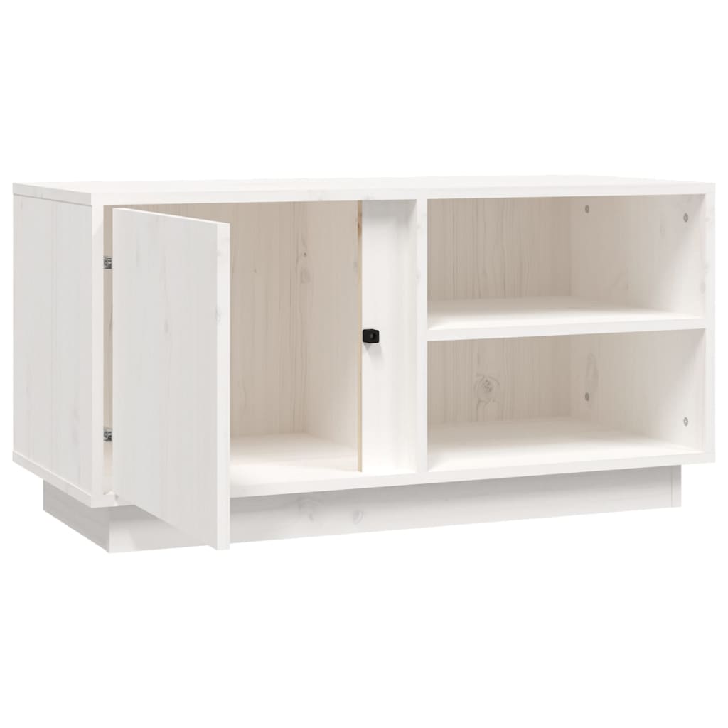 vidaXL Szafka pod telewizor, biała, 80x35x40,5 cm, lite drewno sosnowe