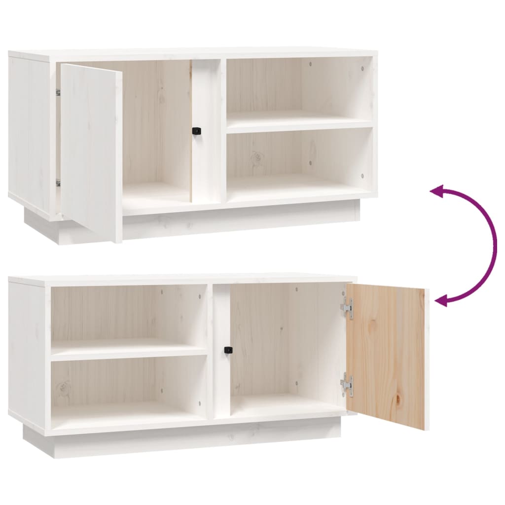 vidaXL Szafka pod telewizor, biała, 80x35x40,5 cm, lite drewno sosnowe