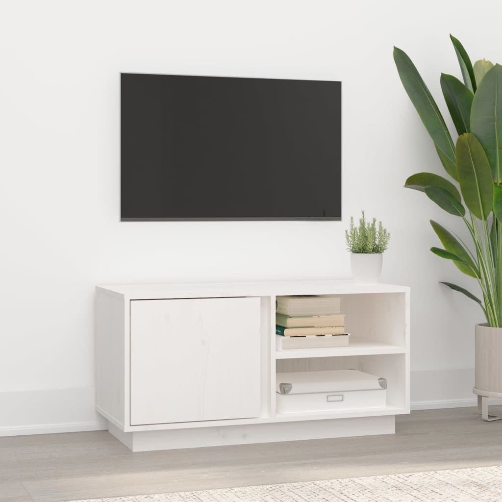 vidaXL Szafka pod telewizor, biała, 80x35x40,5 cm, lite drewno sosnowe