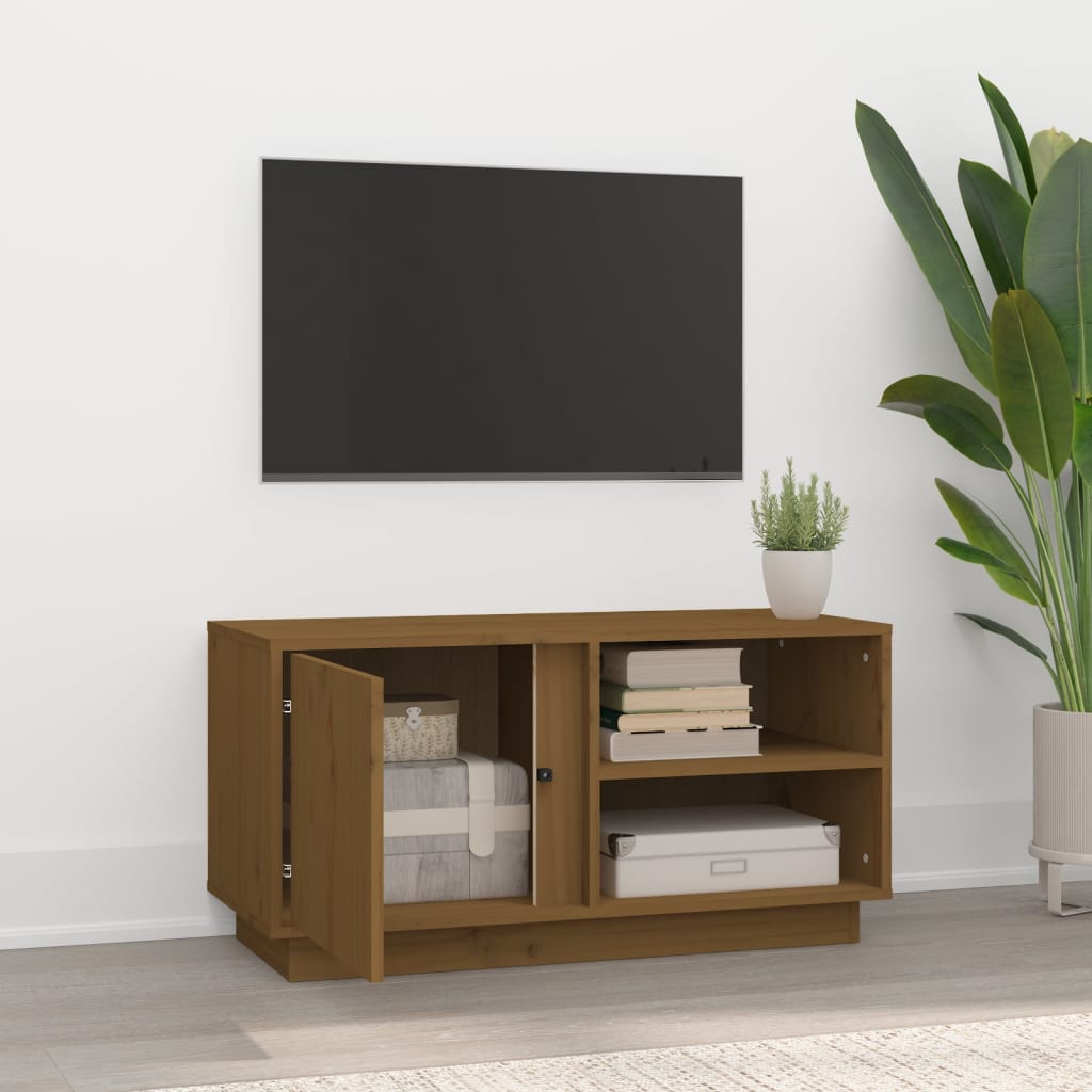 vidaXL Szafka pod TV, miodowy brąz, 80x35x40,5 cm, lite drewno sosnowe