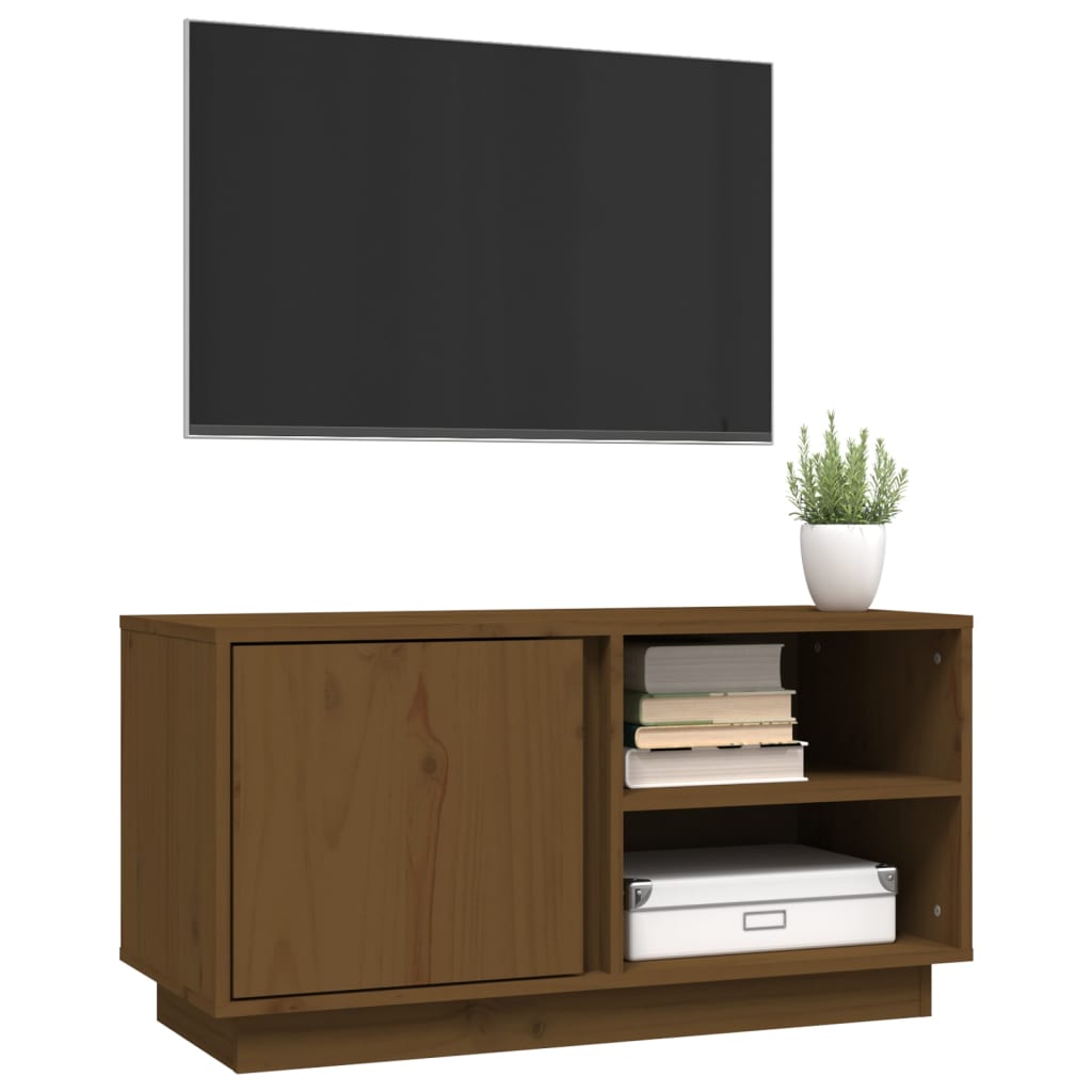 vidaXL Szafka pod TV, miodowy brąz, 80x35x40,5 cm, lite drewno sosnowe