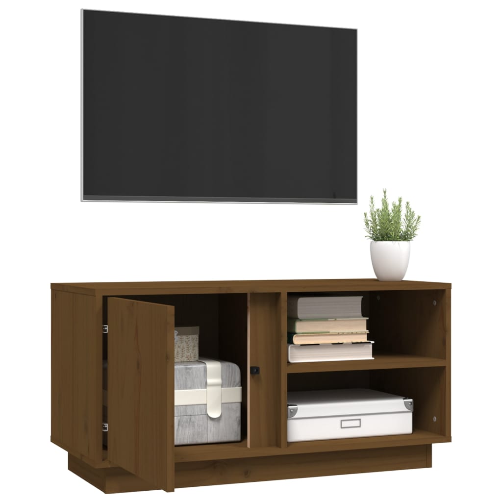 vidaXL Szafka pod TV, miodowy brąz, 80x35x40,5 cm, lite drewno sosnowe