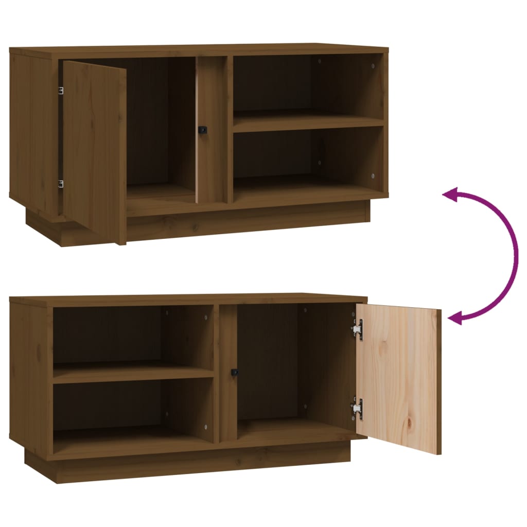 vidaXL Szafka pod TV, miodowy brąz, 80x35x40,5 cm, lite drewno sosnowe