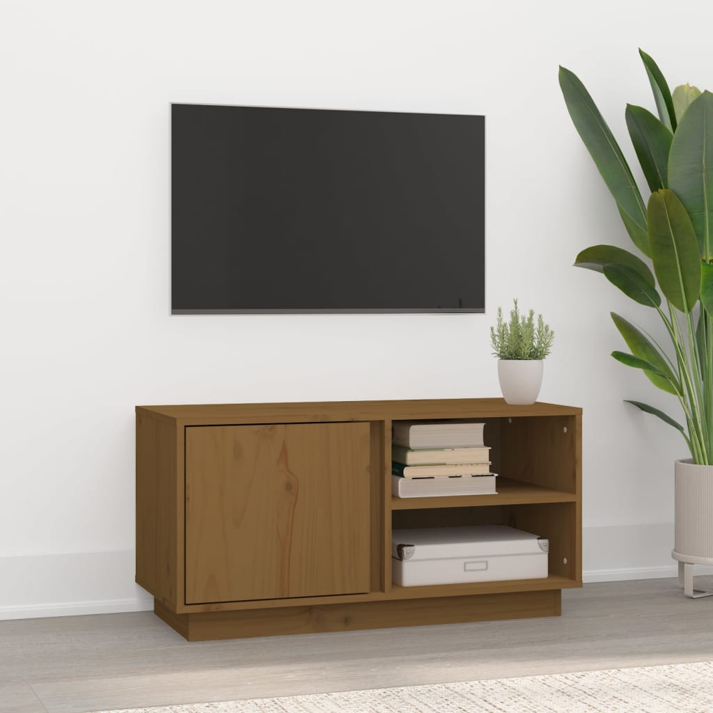 vidaXL Szafka pod TV, miodowy brąz, 80x35x40,5 cm, lite drewno sosnowe