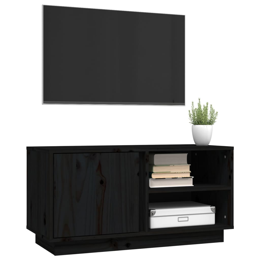 vidaXL Szafka pod TV, czarna, 80x35x40,5 cm, lite drewno sosnowe