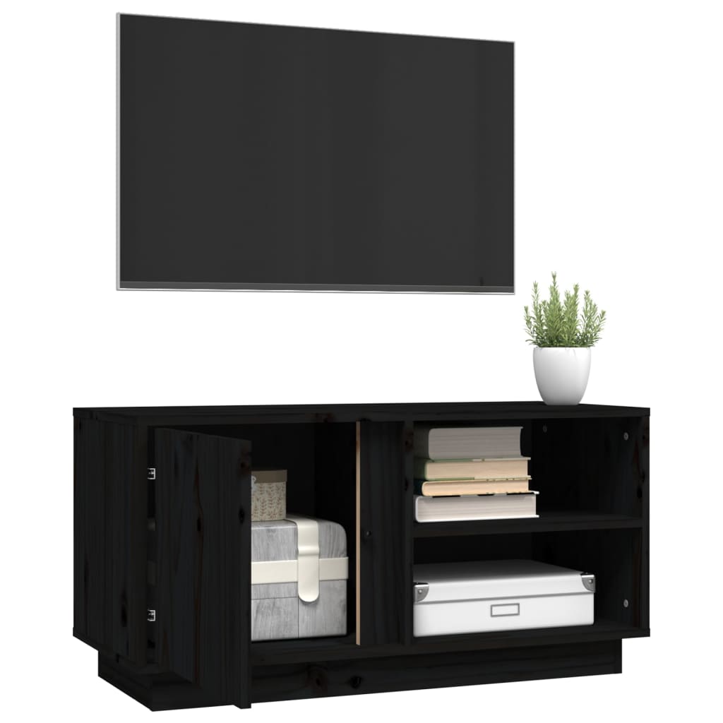 vidaXL Szafka pod TV, czarna, 80x35x40,5 cm, lite drewno sosnowe