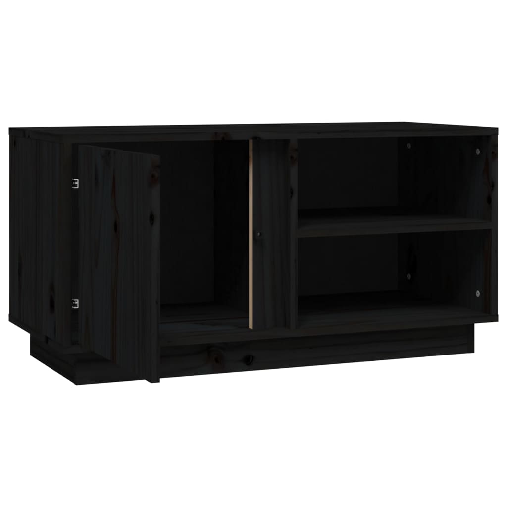 vidaXL Szafka pod TV, czarna, 80x35x40,5 cm, lite drewno sosnowe
