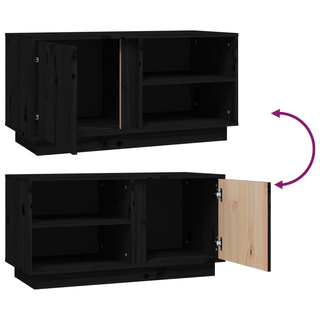vidaXL Szafka pod TV, czarna, 80x35x40,5 cm, lite drewno sosnowe