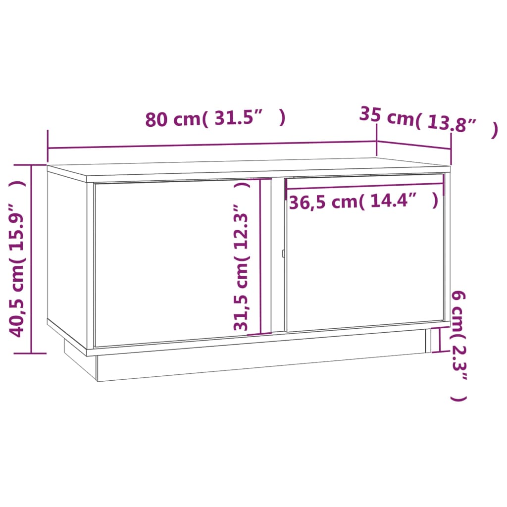 vidaXL Szafka pod telewizor, szara, 80x35x40,5 cm, lite drewno sosnowe