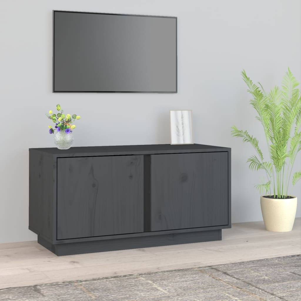 vidaXL Szafka pod telewizor, szara, 80x35x40,5 cm, lite drewno sosnowe