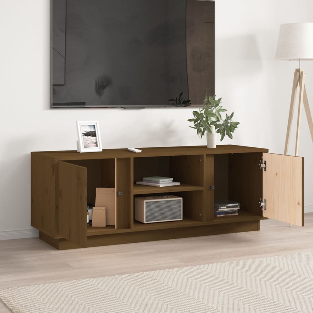 vidaXL Szafka pod TV, miodowy brąz, 110x35x40,5cm, lite drewno sosnowe