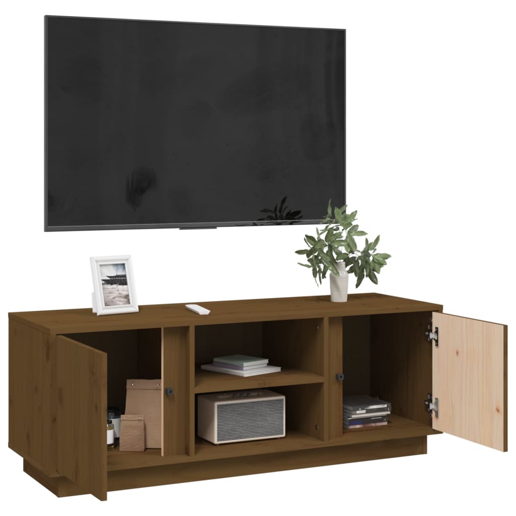 vidaXL Szafka pod TV, miodowy brąz, 110x35x40,5cm, lite drewno sosnowe
