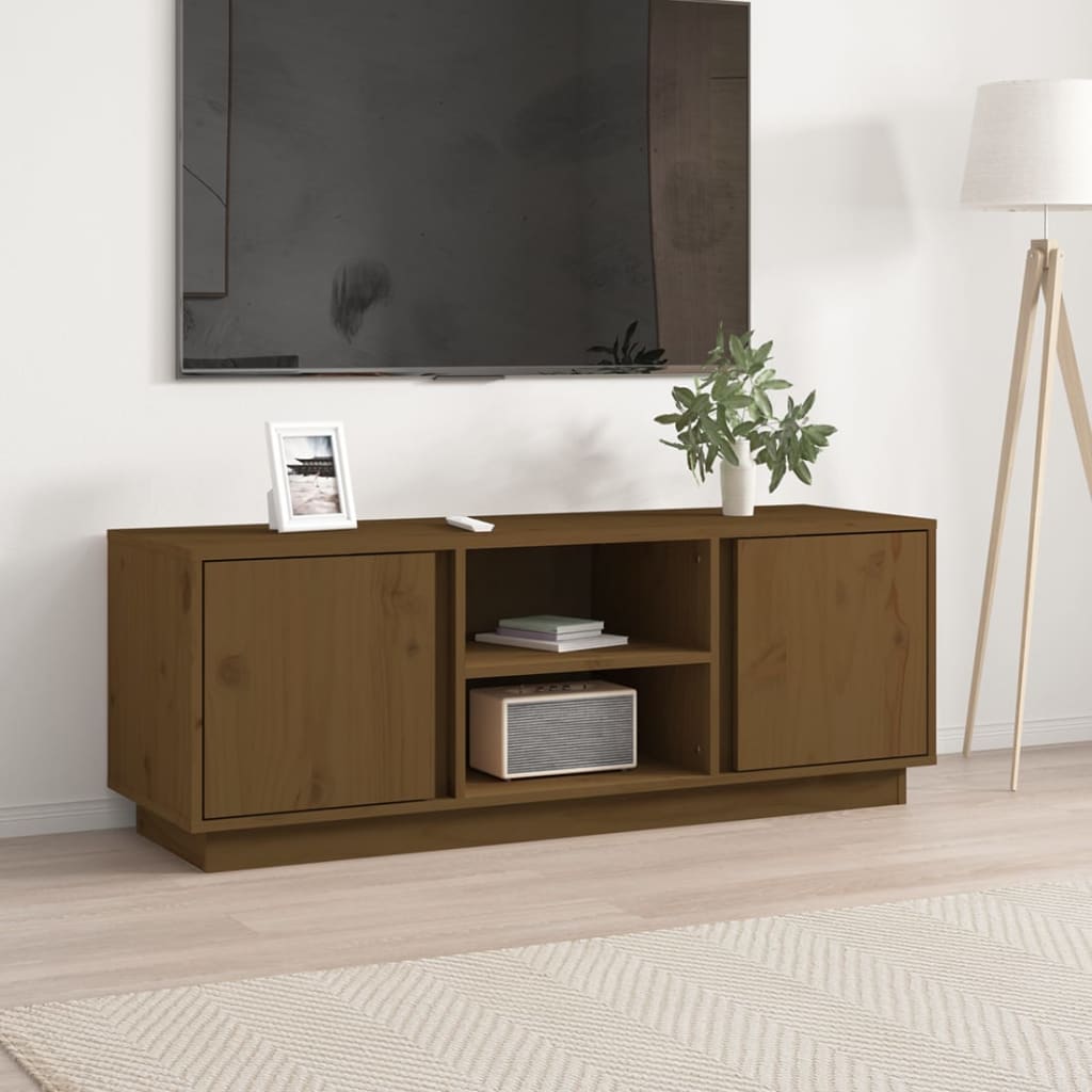 vidaXL Szafka pod TV, miodowy brąz, 110x35x40,5cm, lite drewno sosnowe