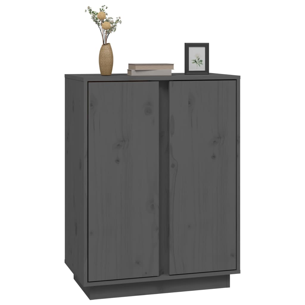 vidaXL Szafka, szara, 60x35x80 cm, lite drewno sosnowe