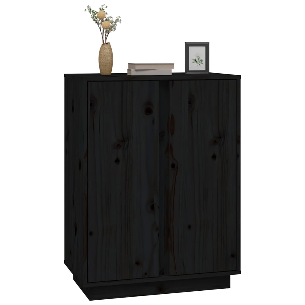 vidaXL Szafka, czarna, 60x35x80 cm, lite drewno sosnowe