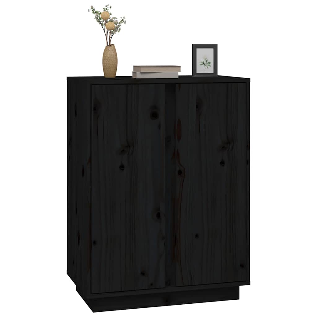 vidaXL Szafka, czarna, 60x35x80 cm, lite drewno sosnowe
