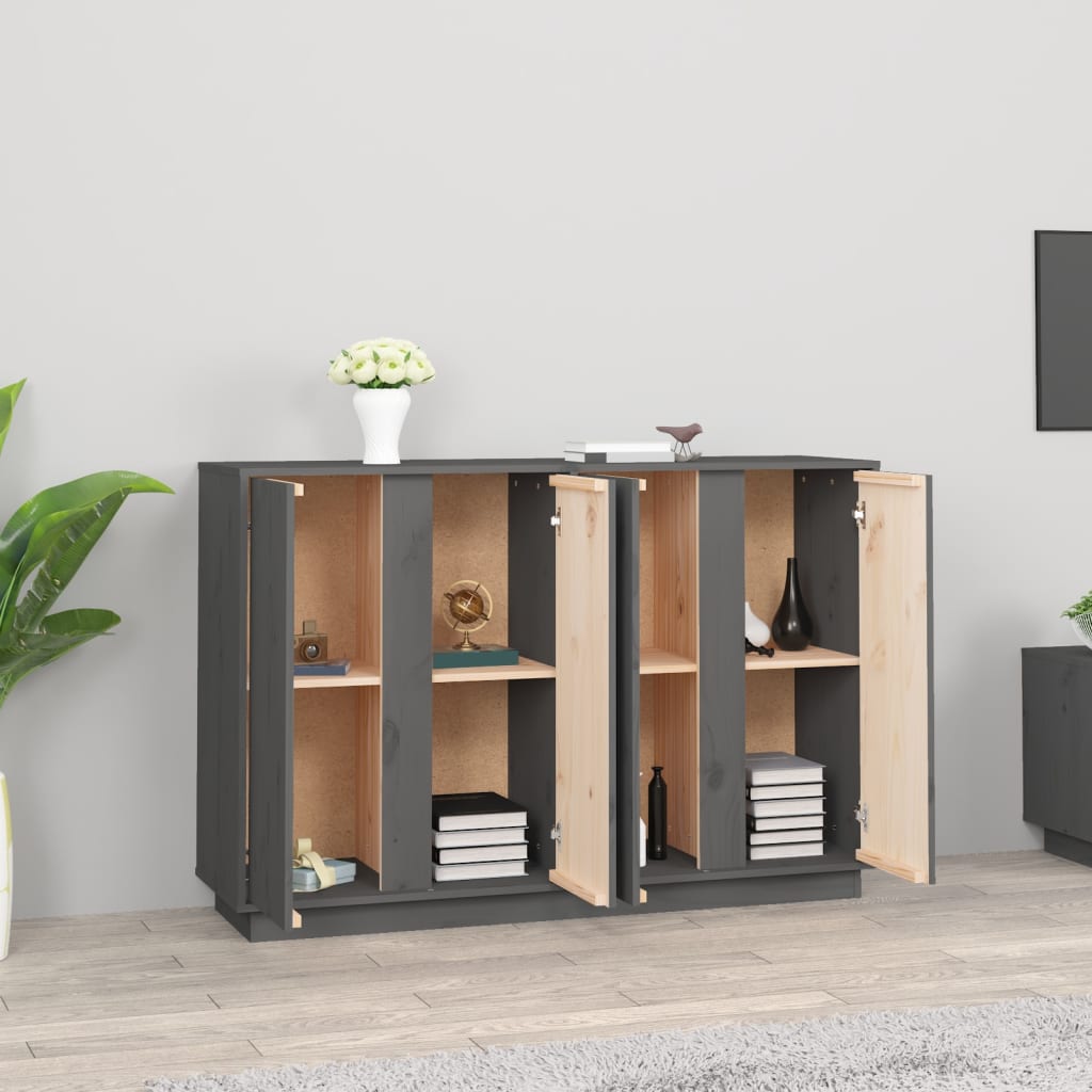 vidaXL Szafka, szara, 120x35x80 cm, lite drewno sosnowe