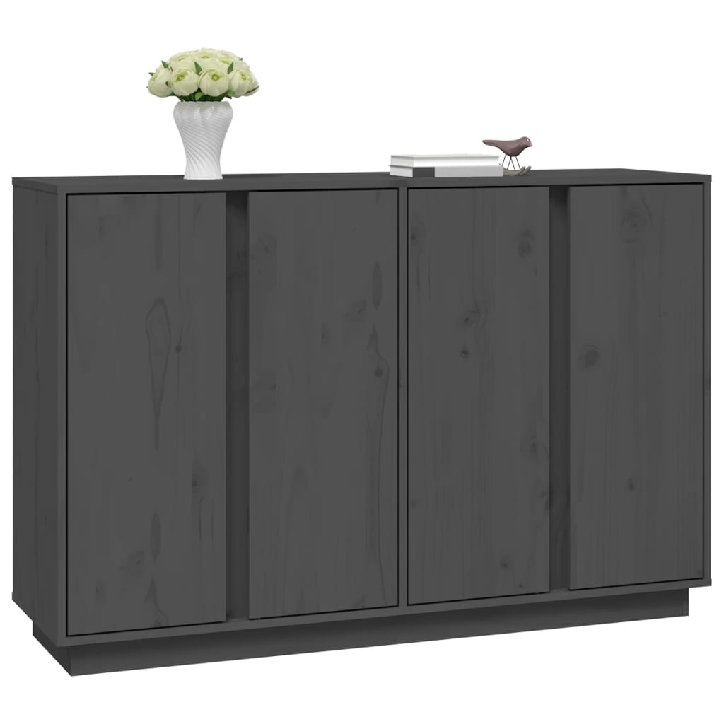 vidaXL Szafka, szara, 120x35x80 cm, lite drewno sosnowe