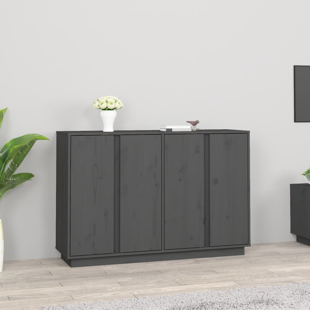 vidaXL Szafka, szara, 120x35x80 cm, lite drewno sosnowe