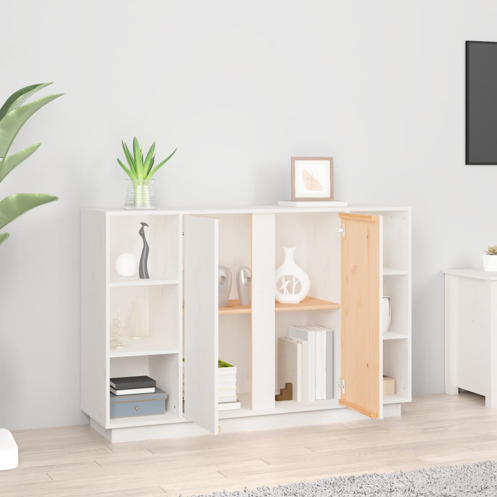 vidaXL Szafka, biała, 120x35x80 cm, lite drewno sosnowe