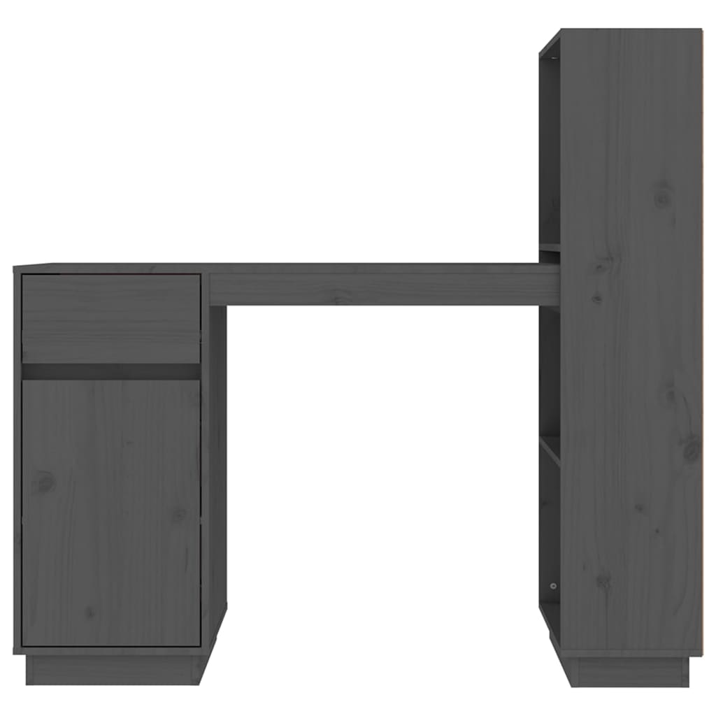 vidaXL Biurko, szare, 110x53x117 cm, lite drewno sosnowe