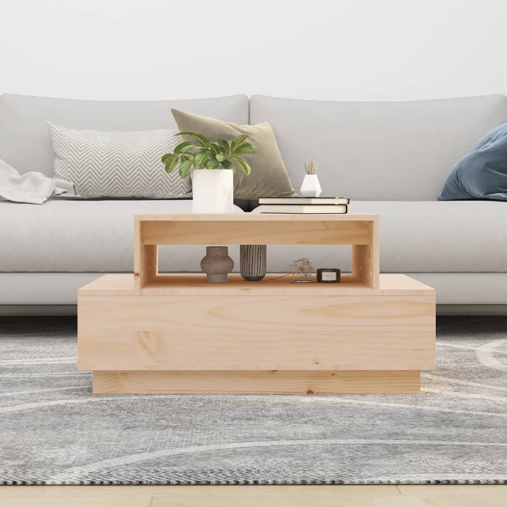 vidaXL Stolik kawowy, 80x55x40,5 cm, lite drewno sosnowe