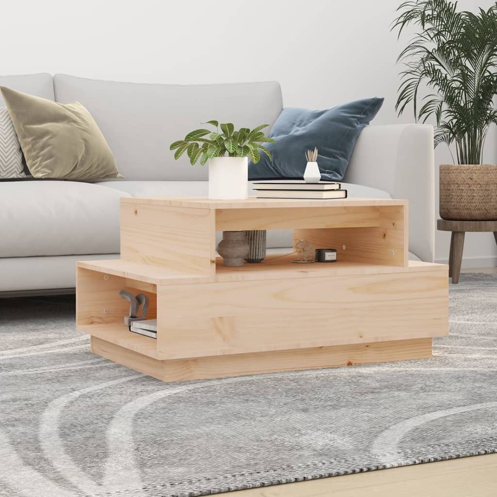 vidaXL Stolik kawowy, 80x55x40,5 cm, lite drewno sosnowe