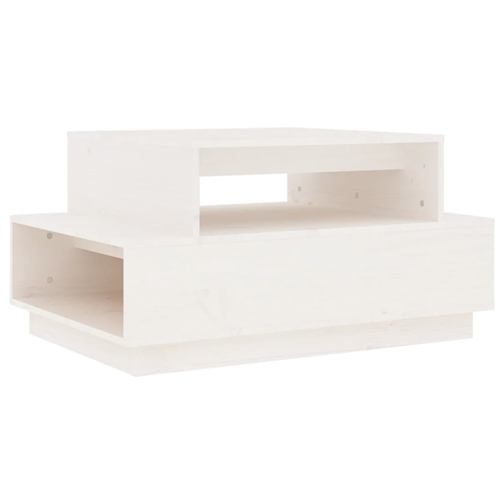 vidaXL Stolik kawowy, biały, 80x55x40,5 cm, lite drewno sosnowe